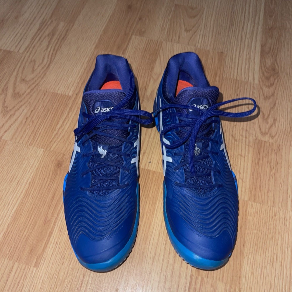 Men’s Asics Court Flytefoam Novak Blue Print Camo Court Sneakers Size 9 - Picture 5 of 13
